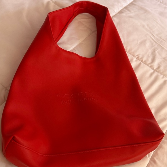 Kylie Cosmetics Faux Leather Lined Red Shoulder Tote Bag - Picture 2 of 3